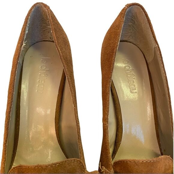 LE Château camel coloured suede tassel heels size 9 - Picture 5 of 8
